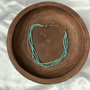 Turquoise and Gold Beaded Choker